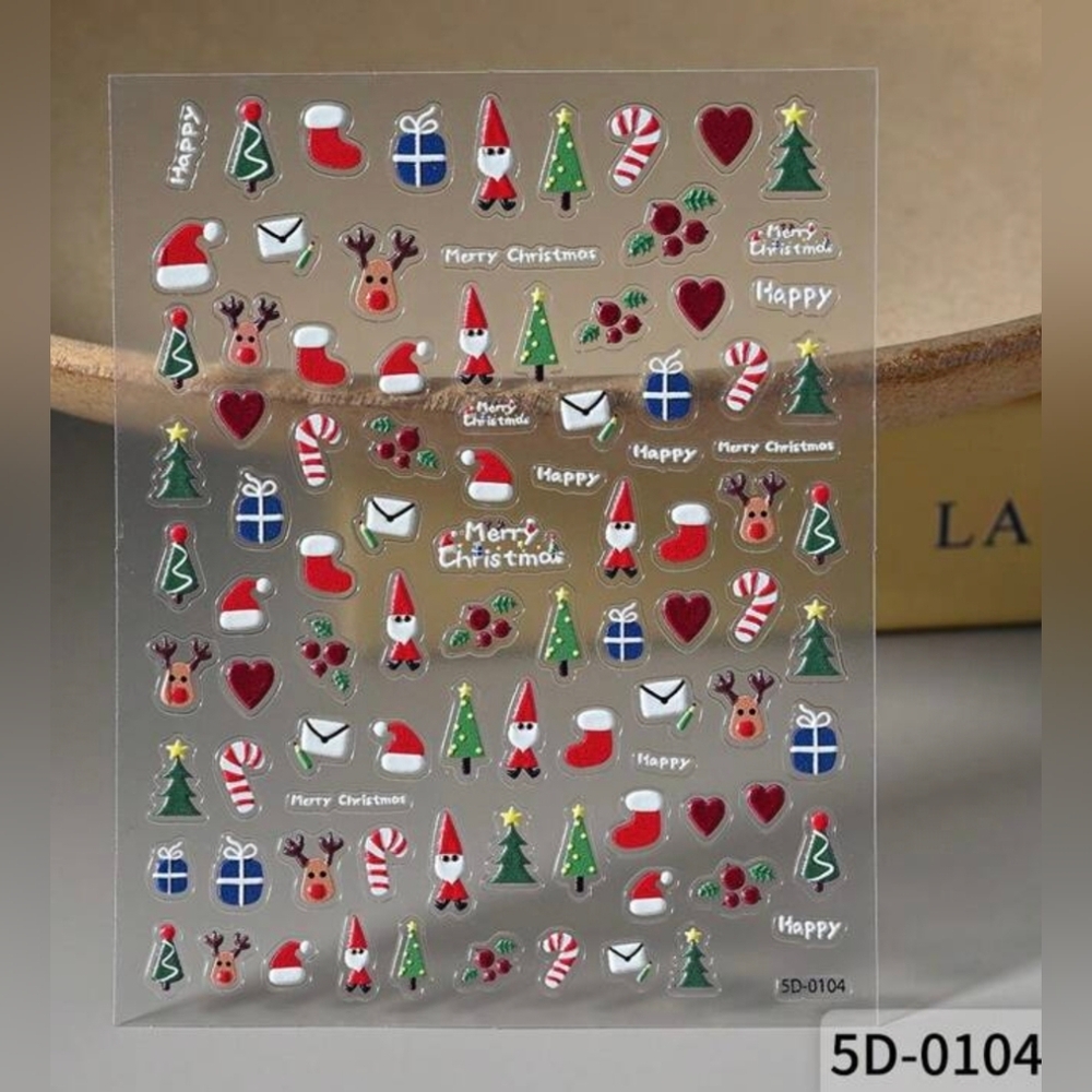 Christmas Nail Art Stickers 3 Sheets Buyer's Choice-NIP - Picture 6 of 14
